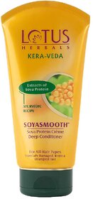 Lotus Herbals Kera-Veda Soyasmooth Soya Protein Cream Deep Conditioner  For All Hair Types  150G