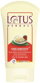 Lotus Herbals Sheamoist Shea Butter  Real Strawberry 24Hr Moisturiser For Dry To Normal Skin Types  60G