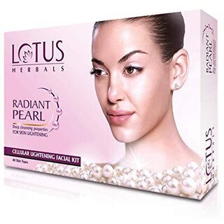 Lotus Herbals Radiant Pearl Cellular 1 Facial Kit  For Deep Cleaning  With Pearl Extracts  Green Tea  37G