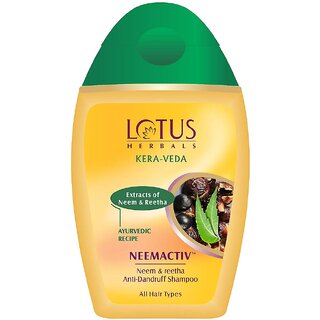 Lotus Herbals Kera-Veda Neemactiv Neem  Reetha Anti Dandruff Shampoo  For All Hair Types  150Ml