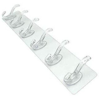 Parspar Plastic Adhesive Sticker for Hanging Hooks6 PC Sticker HookWhite Hook Hook 6 (Pack of 1)