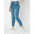 Zaahii Women's boyfriend high waist ankle length distress air force blue denim jeans