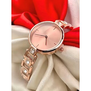 New Luxury Rose Gold Ladies Party Wear Quartz Watch Fashion Clock Wrist Watches Analog Watch For Women