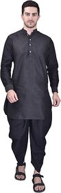 PrintCultr Men Dhoti & Kurta Set (Black)