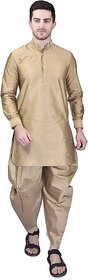 PrintCultr Men Dhoti & Kurta Set (Brown)