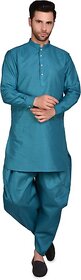 PrintCultr Men Dhoti & Kurta Set (Blue)