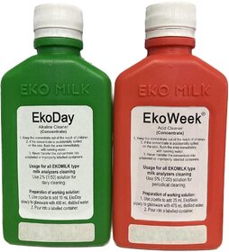 (Combo fo 2) Eko Day and EKO WEEK Combo Milk Analyser Cleaners  EKO MILK Machine Cleaner  Safe for Copper  safe for All Type of Milk Analysers  Combo pack 200ml each EKO DAY And EKO WEEK
