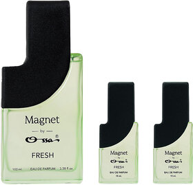 Ossa Magnet Fresh 100ml, 15ml, 15ml Unisex Eau De Parfum Long Lasting Perfume Combo for Men And Women (Pack Of 3)
