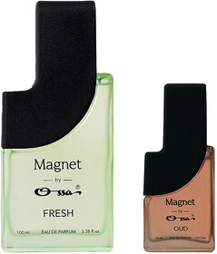 Ossa Magnet Fresh 100ml, Magnet Oud 30ml Unisex Eau De Parfum Long Lasting Perfume Combo for Men And Women (Pack Of 2)