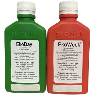 (Combo fo 2) Eko Day and EKO WEEK Combo Milk Analyser Cleaners  EKO MILK Machine Cleaner  Safe for Copper  safe for All Type of Milk Analysers  Combo pack 200ml each EKO DAY And EKO WEEK