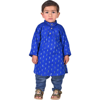 Kid Kupboard Cotton Baby Boys Kurta, Navy Blue, Full-Sleeves, 3-4 Years KIDS7185