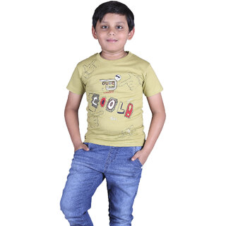 Kid Kupboard Cotton Boys T-Shirt, Dark Yellow, Half-Sleeves, 6-7 Years KIDS7196