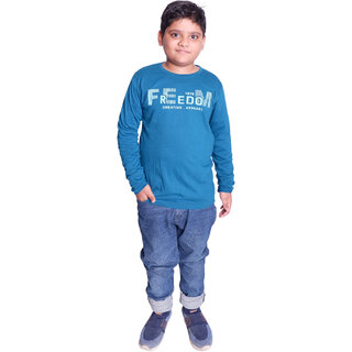 Kid Kupboard Cotton Boys T-Shirt, Navy Blue, Full-Sleeves, 8-9 Years KIDS7202