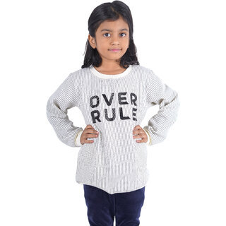 Kid Kupboard Cotton Girls Sweatshirt, White, Full-Sleeves, 7-8 Years KIDS7229