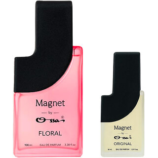 Ossa Magnet Floral 100ml, Original 30ml Unisex Eau De Parfum Long Lasting Perfume Combo for Men And Women (Pack Of 2)