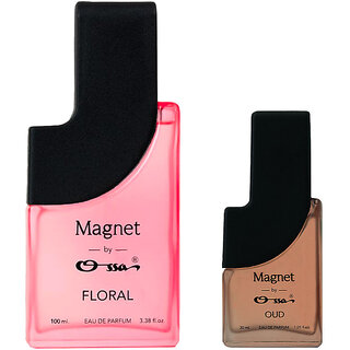 Ossa Magnet Floral 100ml, Oud 30ml Unisex Eau De Parfum Long Lasting Perfume Combo for Men And Women (Pack Of 2)