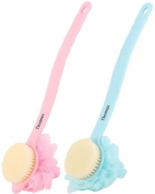 Loofah Back Scrubber Long Handle Shower Body Brush with Soft Mesh Sponge for Women Skin Exfoliating Bath, Massage