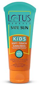 Lotus Herbals Safe Sun Kids Soft-Touch Sunscreen  SPF 40  PA+++  Waterproof  Sweatproof  Preservative Free 80g
