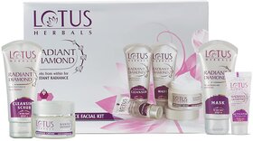 Lotus Herbals Radiant Diamond Cellular Radiance 5 In 1 Facial Kit  With Diamon Dust  Cinnamon 170g