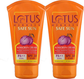 Lotus Herbals Safe Sun Sunblock Spf 30 Pa++ Black Plum Extract Suitable For All Skin Types 100G ( Pack Of 2 )