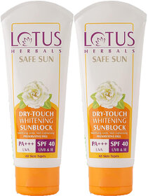 Lotus Herbals Safe Sun Dry Touch Whitening Sunscreen Spf 40 Pa+++Dermatologically Tested White Peony 50G ( Pack Of 2