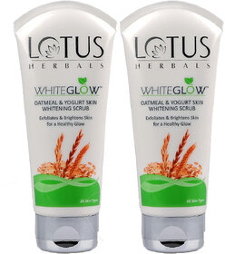 Lotus Herbals Whiteglow Oatmeal  Yogurt Skin Whitening Scrub, 50G ( Pack Of 2 )