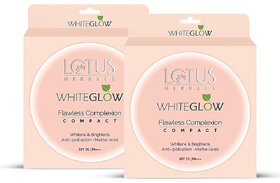 Lotus Herbals Whiteglow Flawless Complexion Compact - Honey C2 Matte Look Spf 25 Anti Pollution 10G ( Pack Of 2)