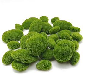 De Gardenia 24 PCS 3 Size Artificial Moss Rocks Decorative Green Moss BallsMoss Stones Green Moss Covered Stones Fake Moss Decor for Floral Arrangements Fairy Gardens and Crafting
