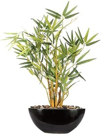 De Gardenia Artificial Bamboo Bonsai Plant in a Ceramic Pot for Home and Office Decor (199 Leafs 38 cm Tall Mixed Material Green)