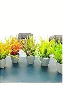 De Gardenia Mini Artificial Plants Set Multicoloured Lifelike Faux Plants for Home and Office Decore Small Bonsai (Multicolour(Pink Purple YellowDark Yellow Greenish Yelllow 4)