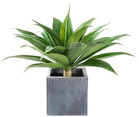 De Gardenia Natural Agave Artificial Plant in White Planter 28 Inches Tall Green Decorative Faux Succulent for Home and Office Decor (Pot is not Included)