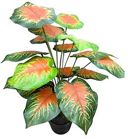 De Gardenia Artificial Areca Palm Money Tree with 18 Long Leaves 70 cm Tall Red Bonsai Plant with Pot Indoor/Outdoor Decorative Faux Plant for Home and Office