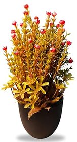 De Gardenia Artificial Bonsai Plant with Black Pot | Decorative Tabletop Accessory for Home Office Bedroom Balcony and Living Room | Realistic Faux Plant | 12 Inches Tall | Natural Look (1 Red)