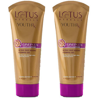 Lotus Herbals Youthrx Active Anti Ageing Foaming Gel Face Wash  With Jojoba, Ginseng  Ginger  50G ( Pack Of 2 )