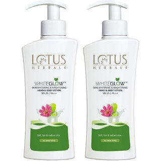 Lotus Herbals Whiteglow Skin Whitening  Brightening Hand  Body Lotion Spf-25  Pa+++270Ml ( Pack Of 2 )