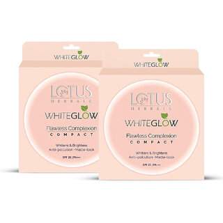 Lotus Herbals Whiteglow Flawless Complexion Compact - Honey C2 Matte Look Spf 25 Anti Pollution 10G ( Pack Of 2)