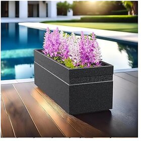 De Gardenia FOXB GT Rectangle Pots for Plants Durable Lightweight Polymers Indoor/Outdoor Flower Pot for Living Room Balcony Garden and Office Decor (Grey 21 Inch)