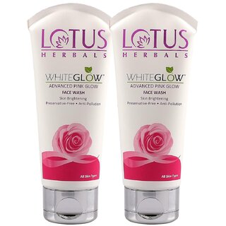 Lotus Herbals Whiteglow Advanced Pink Glow Brightening Face Wash Skin Brightening  For All Skin Types 100G (Pack Of 2