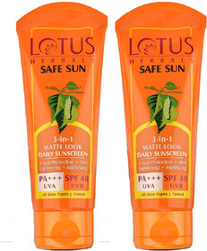 Lotus Herbals Safesun 3In1 Matte Look Daily SunscreenTinted Sunscreen Spf 40 Pa+++ 100 G ( Pack Of 2 )