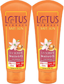 Lotus Herbals Safe Sun Uv Screen Matte Gel Spf 50 Paraben Free, Cruelty Free, Matte Gel  Pa+++ 50Gm ( Pack Of 2 )