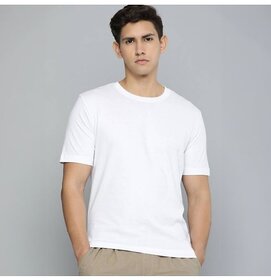 Code Yellow Cotton Regular Fit Solid Half Sleeves Men's Round T-Shirt (White)