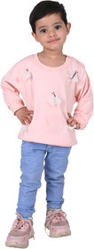 Kid Kupboard Cotton Baby Girls Sweatshirt, Peach, Full-Sleeves, 3-4 Years KIDS7254