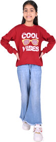 Kid Kupboard Cotton Girls Sweatshirt, Maroon, Full-Sleeves, 9-10 Years KIDS7256