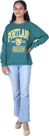 Kid Kupboard Cotton Girls Sweatshirt, Green, Full-Sleeves, Above 14 Years KIDS7260