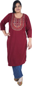 Kid Kupboard Cotton Women A-Line Kurta, Maroon, Full-Sleeves, XL-Xtra Large KIDS7279