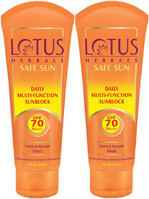 Lotus Herbals Safe Sun Daily Multi-Function Sunscreen Spf 70 Pa+++ Sweat  Water Resistant60 G ( Pack Of 2 )
