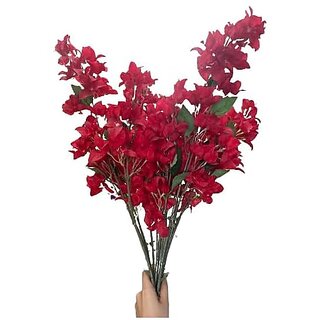 De Gardenia Artificial Bougainvillea Sticks - Set of 2 | Home and Office Dxc3xa9cor Perfect for Christmas Decoration and Craft Wedding Centerpiece (42 inches) (Red)