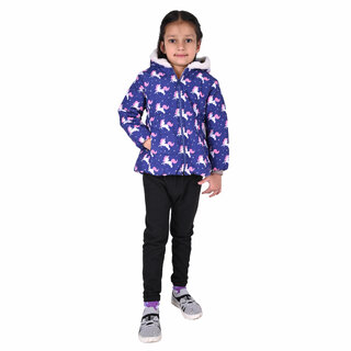 Kid Kupboard Cotton Girls Jacket, Dark Blue, Full-Sleeves, 7-8 Years KIDS7239