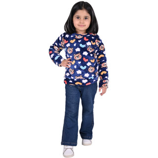 Kid Kupboard Cotton Girls Sweatshirt, Blue, Full-Sleeves, 5-6 Years KIDS7255