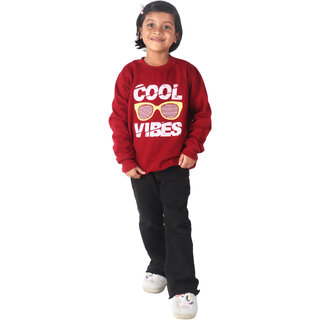 Kid Kupboard Cotton Girls Sweatshirt, Maroon, Full-Sleeves, 6-7 Years KIDS7259